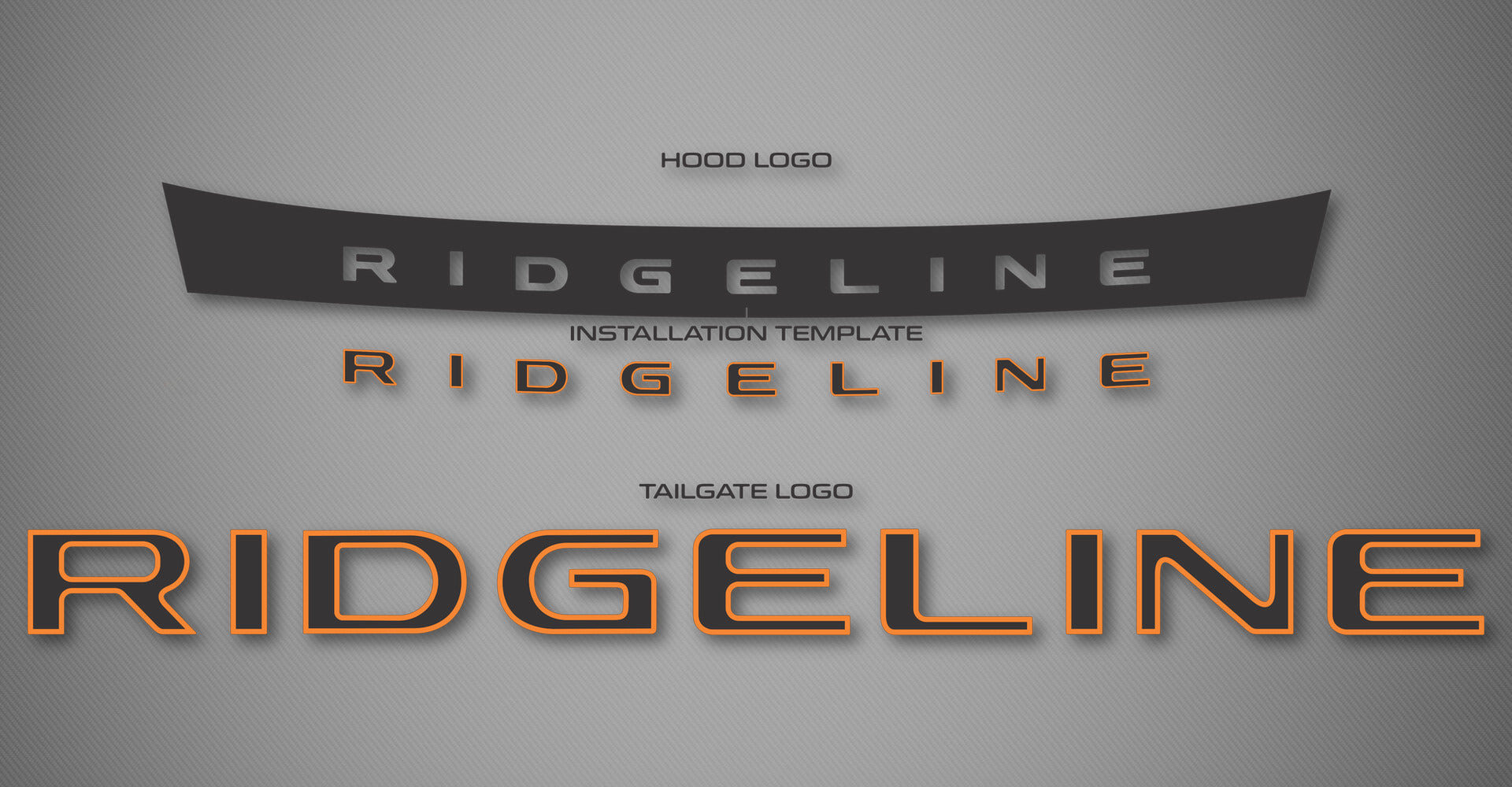 2-Tone Hood and Tailgate Logo Kit for 2024-2026 Honda Ridgeline (Crew Cab)