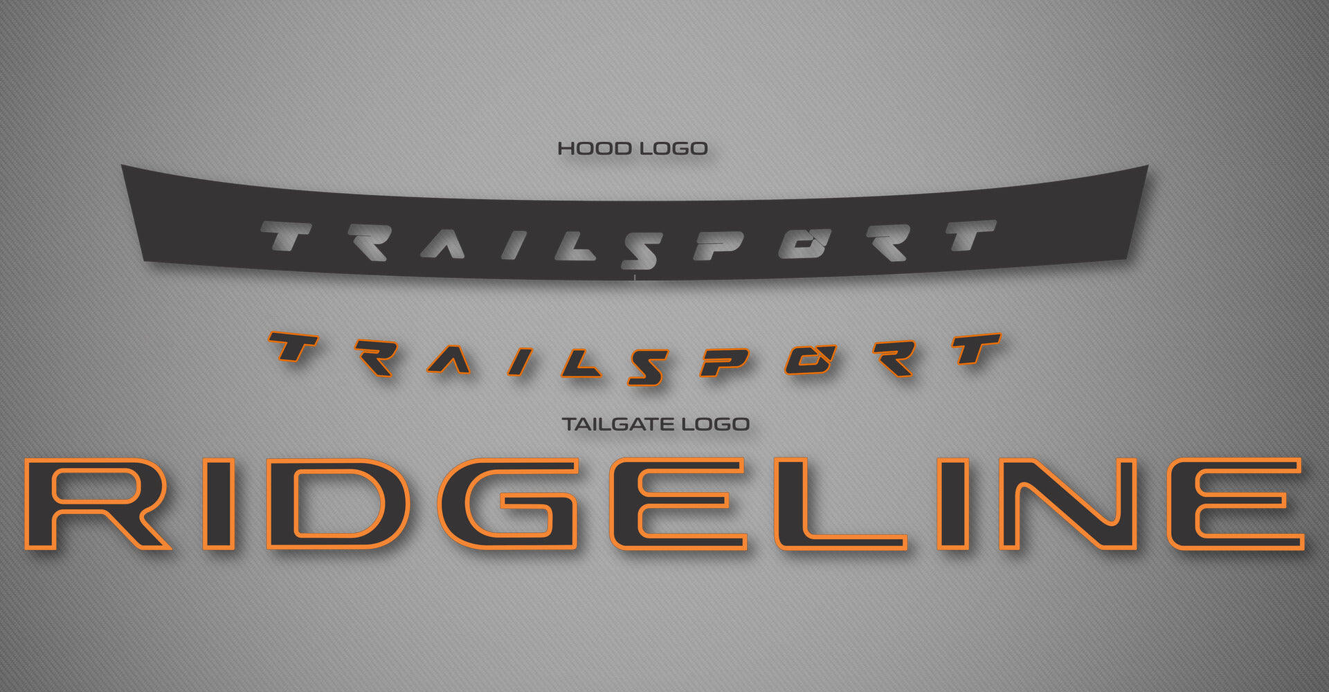 2-Tone Hood and Tailgate Logo Kit for 2024-2026 Honda Ridgeline TrailSport (Crew Cab)